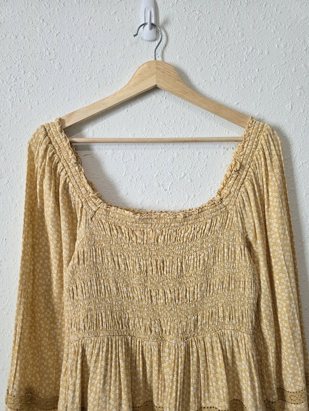 AE Yellow Floral Smocked Mini Dress S - Picture 3 of 8